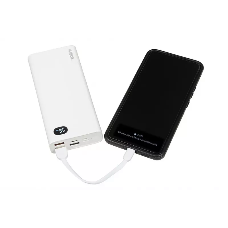 Power Bank iBOX PB20 20000 mAh ir Ibox produkts no mūsu Power Banks klāsta. Izceļas ar baltu krāsu, plastmasas materiālu un iekšējo tipu.