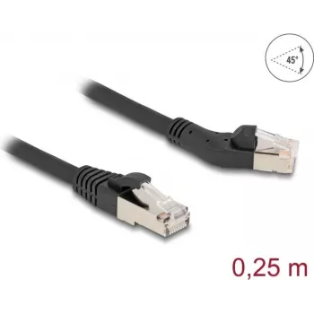DeLOCK tīkla kabelis RJ45 Cat.6A 45° leņķveida kreisais uz taisns 0,25 m melns