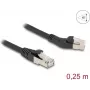 DeLOCK tīkla kabelis RJ45 Cat.6A 45° leņķveida kreisais uz taisns 0,25 m melns