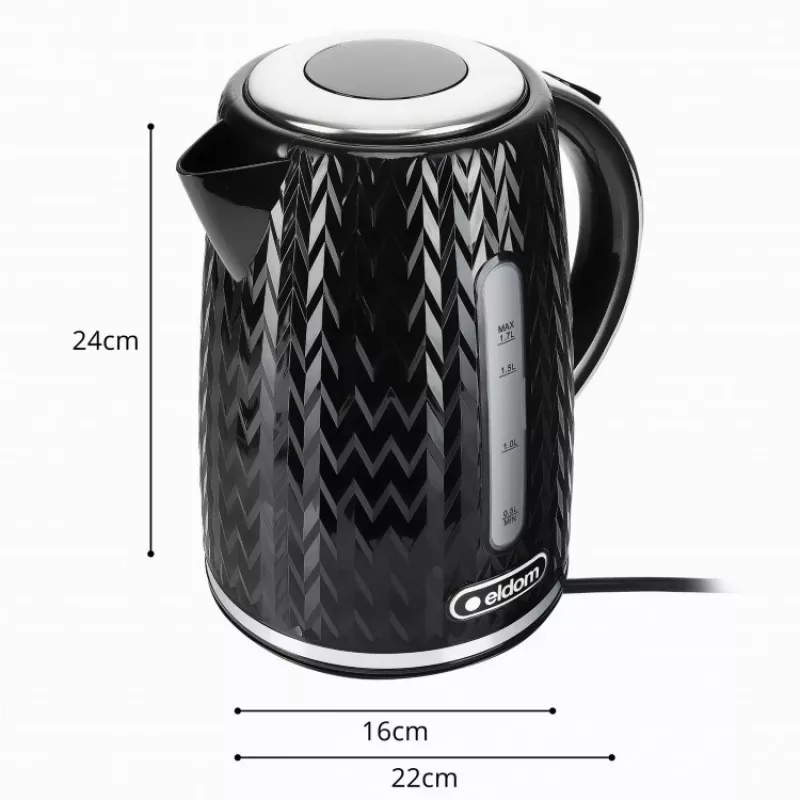 NELO tējkanna, tilpums 1,7 l, jauda 2000 W, melna