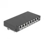Ielāpu panelis DELOCK Mini Desktop RJ45 8 portu Cat.6A ekranēts melns galda, sienas vai DIN sliedes montāžai