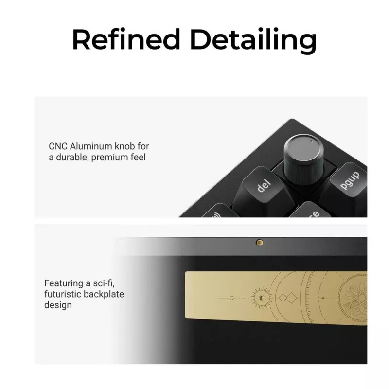 Mehāniskā tastatūra Keychron Q1 Ultra 8K — 75% forma, USB + RF bezvadu + Bluetooth, RGB LED, Melna