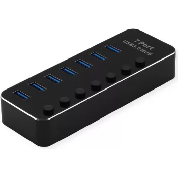 ROLINE USB3.2 Gen1 centrmezgls, 7x A, pieslēgvietas atsevišķi pārslēdzamas (14.02.5057)