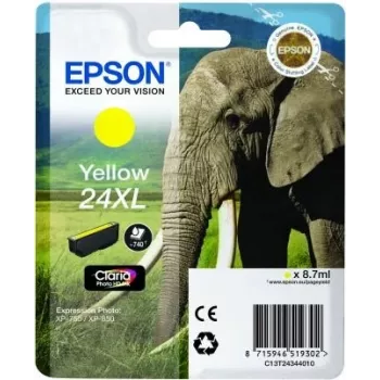 Epson Elephant Singlepack dzeltena 24XL Claria Photo HD tinte, dzeltena, pigmenta tinte, 1 gab.