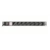 Strāvas sadales iekārta GEMBIRD EG-PDU-014-C14, 8 maiņstrāvas rozetes, C14 ieeja, 3 m kabelis, 1U, 3680 W, 10 A, alumīnijs, melna