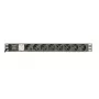 Strāvas sadales iekārta GEMBIRD EG-PDU-014-C14, 8 maiņstrāvas rozetes, C14 ieeja, 3 m kabelis, 1U, 3680 W, 10 A, alumīnijs, melna