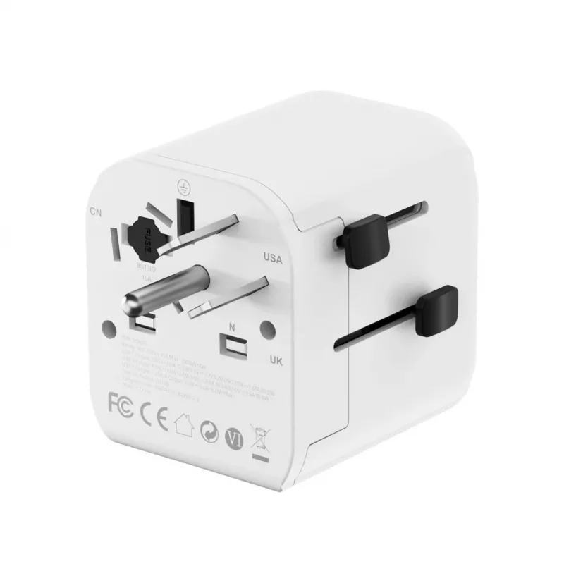 Ceļojuma strāvas adapteris GEMBIRD TPA-EU1A1C20-01-W 20W, USB-A 18W + USB-C 20W, Schuko ligzda, ieeja 100–250 V
