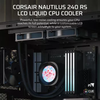 Daudzfunkcionāls šķidruma dzesētājs Corsair Nautilus 240 RS LCD 12 cm Melns