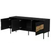 TV skapis cama meble INSERTO 3D 143,5x40x61,5 cm melns ar LED, skaidu plātnes augšdaļa