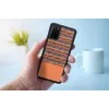 Telefona maciņš man and wood Samsung Galaxy S20+ — brūns rūtis ar melnu apmali