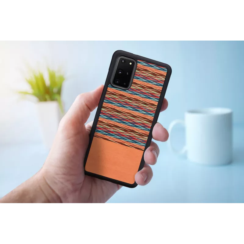 Telefona maciņš man and wood Samsung Galaxy S20+ — brūns rūtis ar melnu apmali