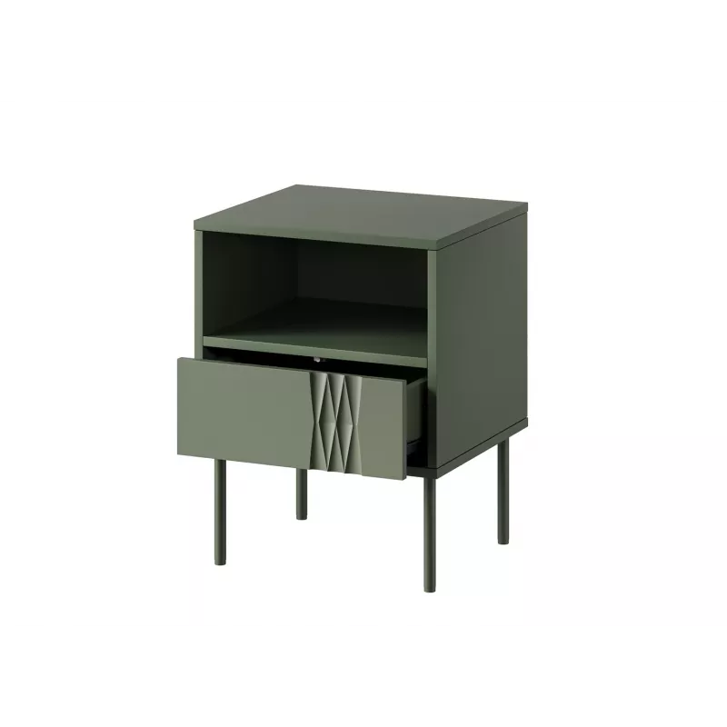 Naktsgaldiņš cama meble TRESSE 44×40×53 cm matēti zaļš, 1 atvilktne, komplektā 2