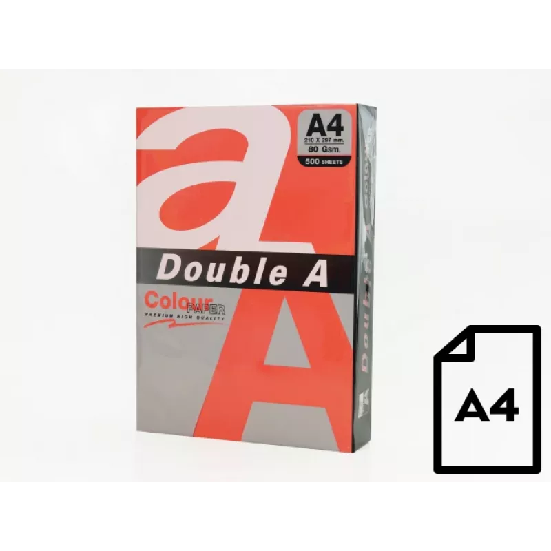 Krāsains papīrs Double A, 80 g, A4, 500 loksnes, sarkans