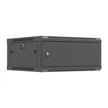 Pie sienas montējams 19 collu tīkla skapis LANBERG 4U 600×600 mm, melns