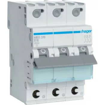 Hager MBS316 B tipa 3P 3 moduļu automātiskais slēdzis (MBS316)