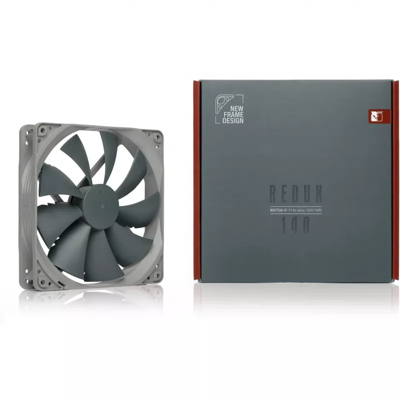 Noctua ventilators NF-P14S REDUX-1500 PWM 140 mm pelēks, 12V PWM, 450–1500 RPM, 133,7 m³/h, 25,8 dB