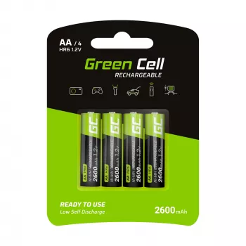 Uzlādējamā baterija zaļa Cell GR01 AA NiMH 1.2 V 2600 mAh, 4 gab., zaļa