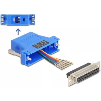Delock D-Sub 25 kontaktu ligzdas uz RJ12 montāžas komplekts zils (67100)