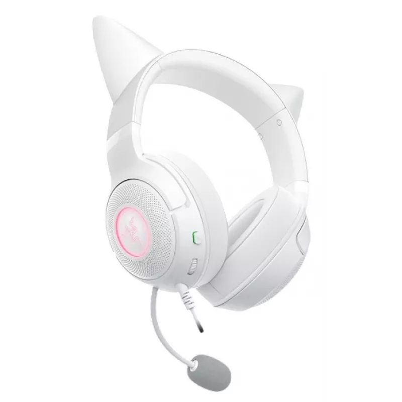 Austiņas Razer Kraken Kitty V2 vadu USB Type-A baltas — apkārtauss, galvas lente, 20–20000 Hz, 2 m kabelis