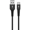 Goobay USB kabelis-C Fabric Supersoft ar metāla savienotājiem, 2 m, melns (2m, USB 2.0, 60W), USB kabelis