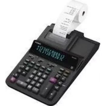 Galda drukas kalkulators CASIO DR-200R-BK, kompakts melns drukas kalkulators
