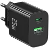 USB lādētājs usams USA001629 25W 1xUSB-C + 1xUSB-A ātra uzlāde