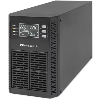 Qoltec Nepārtrauktās barošanas avots (UPS) | 1kVA | 1000W | Jaudas koeficients 1.0 | LCD | EPO | USB | Online