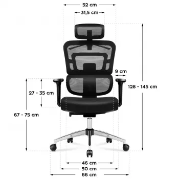 Biroja krēsls mark adler Expert 4.9 modelis 5701-65776 — siets, regulējams galvas balsts, jostasvietas atbalsts, sēdeklis 44–52 cm, maksimālā slodze 150 kg
