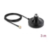Antenas magnētiskā pamatne DELOCK ULA100 — 1×N ligzda uz 1×RP‑SMA spraudnis, 3 m kabelis, āra lietošanai, melna