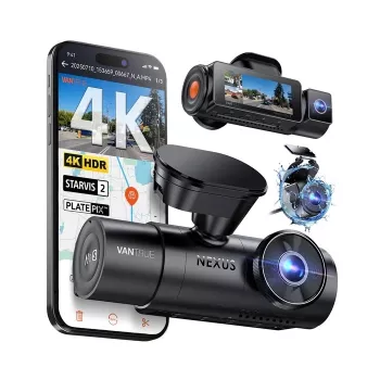 Automašīnas videoreģistrators VANTRUE N4 PRO S 3 kanālu (priekšējais + salona + aizmugurējais), 3840x2160, F/1.8, Wi‑Fi, GPS, 3,19 collu displejs