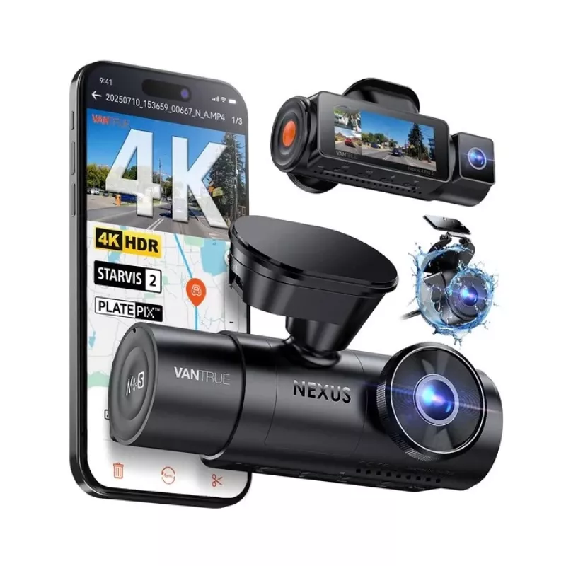 Automašīnas videoreģistrators VANTRUE N4 PRO S 3 kanālu (priekšējais + salona + aizmugurējais), 3840x2160, F/1.8, Wi‑Fi, GPS, 3,19 collu displejs