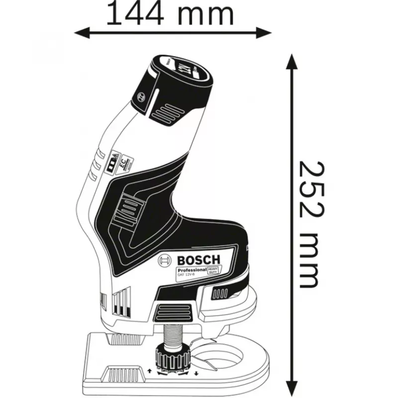 Bosch GKF 12V-8 Professional taisnais matu urbis 1300 apgr./min Melna, Zila, Sarkana
