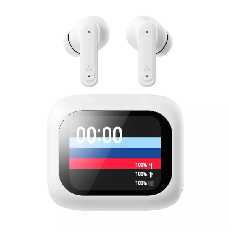 Austiņas SBOX EB-TWS08-W ar skārienjūtīgu displeju baltas