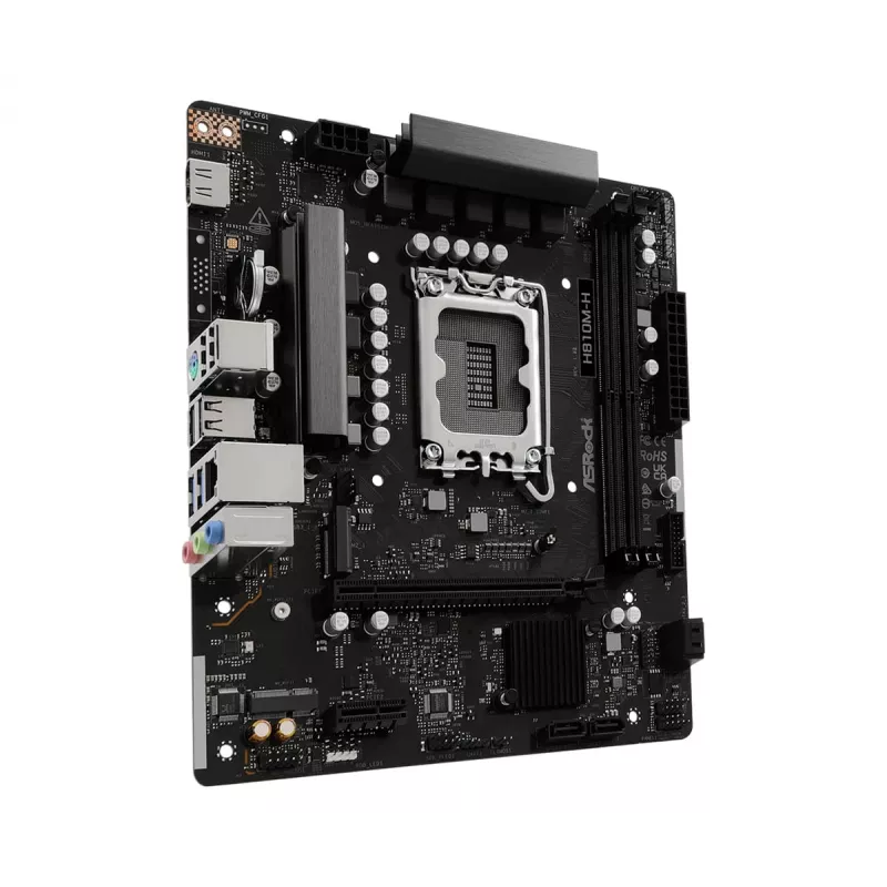 Micro ATX mātesplate ASRock H810M-H — Intel H810, LGA 1851 (Socket V1), 2x DIMM DDR5, līdz 128 GB, M.2 un SATA III