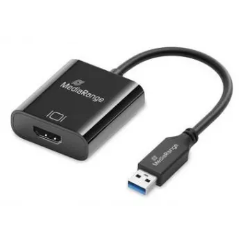 USB-A uz HDMI audio un video pārveidotājs MediaRange MRCS232, 20 cm kabelis, melns