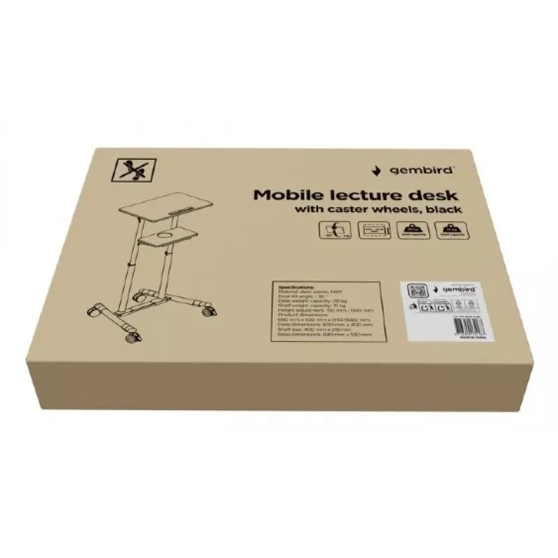 Stāvošs galds Gembird TVS-DESK-01-BK melns 20 kg 1110-1345 mm