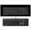 Vadu A4Tech tastatūra FX60H USB QWERTY — pilna izmēra 100%, apgaismota, pelēka, USB centrmezgls