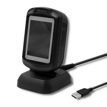 Fiksēts 1D/2D svītrkodu lasītājs QOLTEC 50864, LED sensors, USB vadu savienojums, melns, 145×85×80 mm