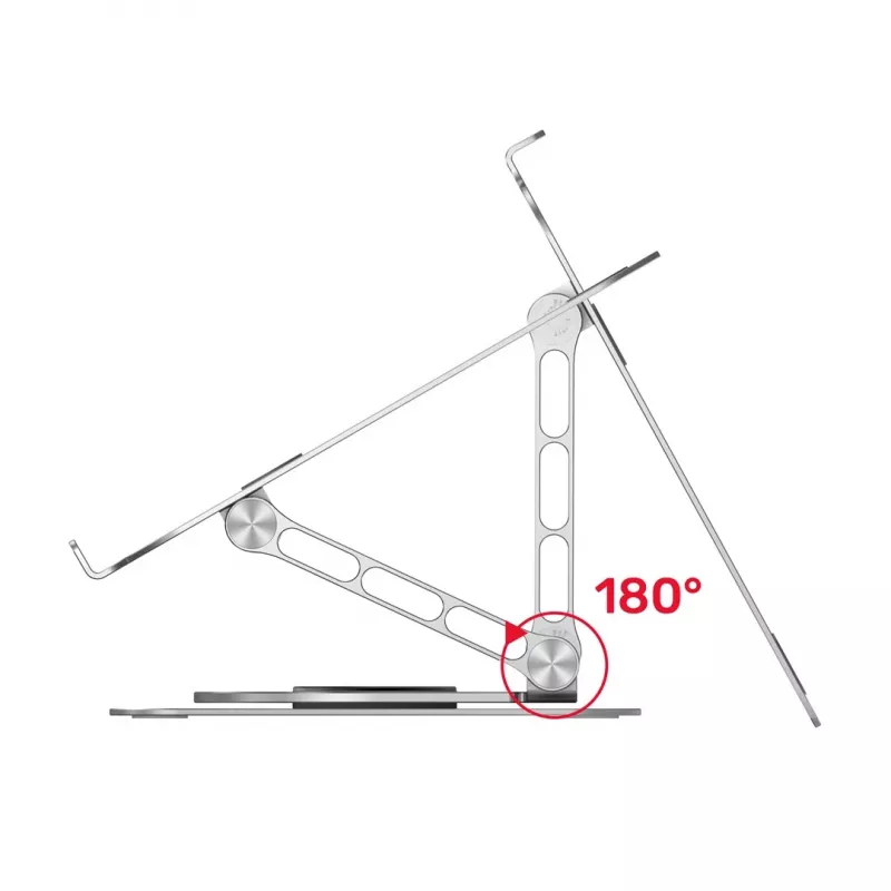 Klēpjdatora statīvs Unitek OT180SL01 alumīnija ekrāniem no 25,4 līdz 40,6 cm (10 collu–16 collu), 360° pagriežams, slīpums 0–180°