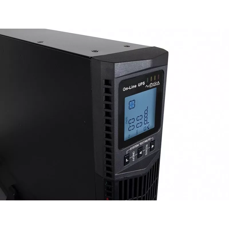 Nepārtrauktās barošanas avots zaļa Cell UPS15 — tiešsaistes dubultpārveidošana 3 kVA (2700 W), 6 maiņstrāvas ligzdas, tīrs sinuss, LCD, tornis, 6×12V/9 Ah baterijas