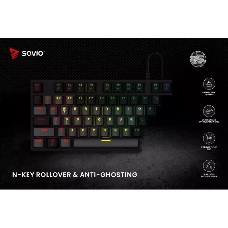 Savio mehāniskā tastatūra RGB Tempest X2 Outemu Brown