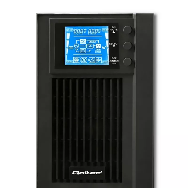 Qoltec 53042 nepārtrauktās barošanas avots (UPS) Dubultās pārveidošanas (Online) 1 kVA 800 W 2 maiņstrāvas kontaktligzdas