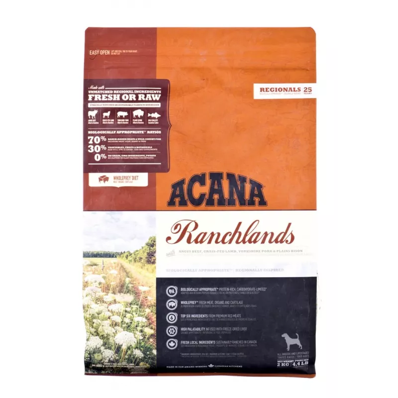 ACANA Highest Protein Ranchlands Dog - sausā suņu barība - 2 kg