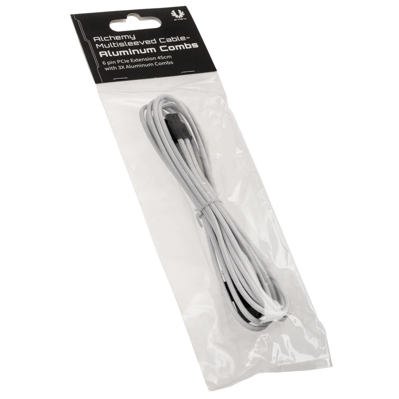PCIe 6-pin pagarinātāja kabelis BITFENIX Alchemy 45 cm ar baltu apvalku