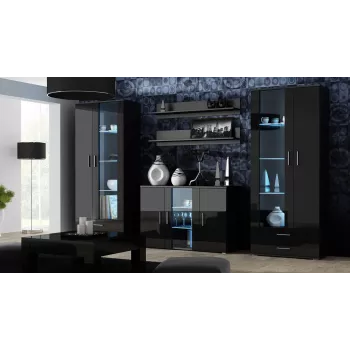 Sānu bufete Cama SOHO S7 120 cm, melns spīdums