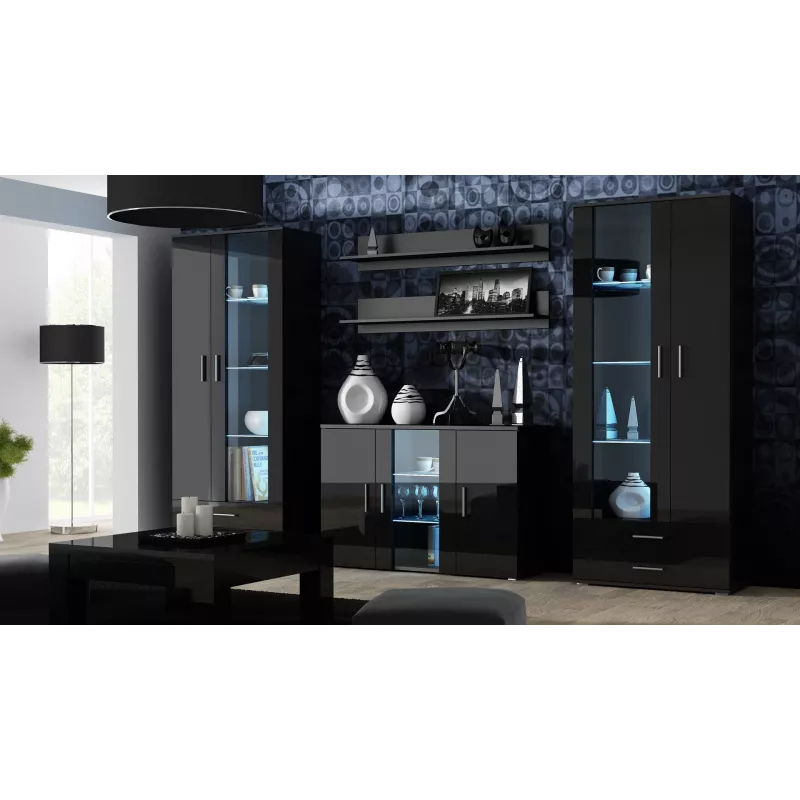 Sānu bufete Cama SOHO S7 120 cm, melns spīdums