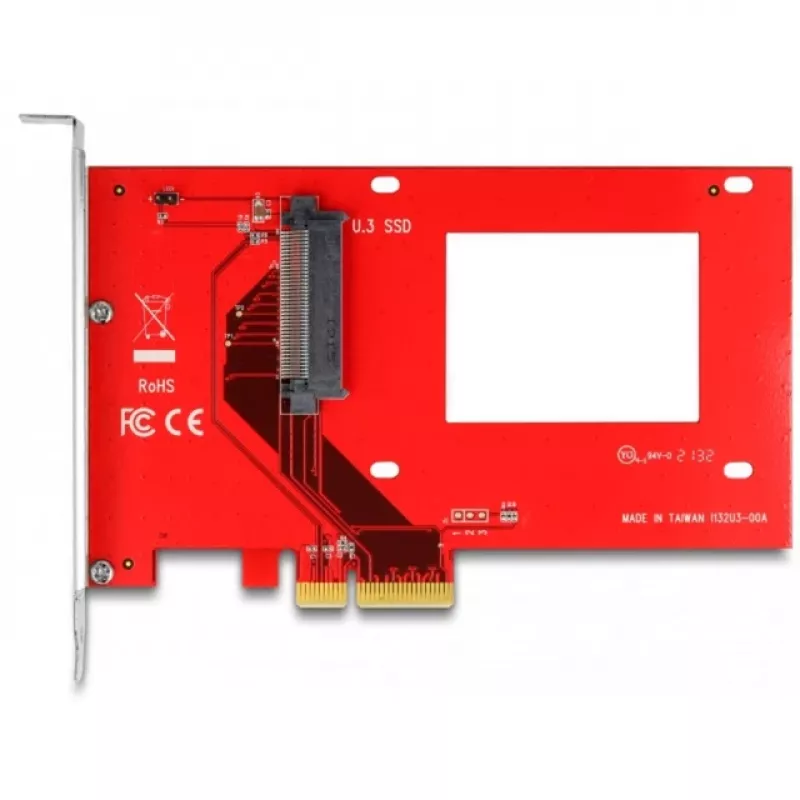 DeLOCK PCI Express x4 karte uz 1 x iekšējo U.3, sarkana sudrabota