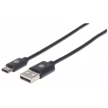 Manhattan USB-C uz USB-A kabelis, 50 cm, vīrišķais uz vīrišķo, melns, 480 Mb/s (USB 2.0), Hi-Speed USB, mūža garantija, ekvivalents USB2AC50CM