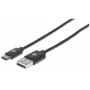 Manhattan USB-C uz USB-A kabelis, 50 cm, vīrišķais uz vīrišķo, melns, 480 Mb/s (USB 2.0), Hi-Speed USB, mūža garantija, ekvivalents USB2AC50CM