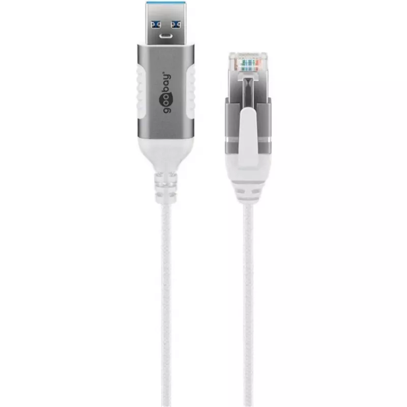 Goobay Ethernet-kabelis USB-A 3.0 uz RJ45 plāns 10 m - savieno maršrutētāju, modemu vai (74383)